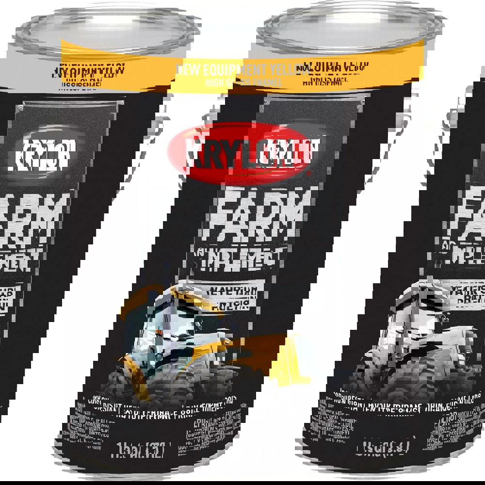 Paints; Product Type: Brush-On ; Color Family: Yellow ; Color: New Equipment Yellow ; Finish: High-Gloss ; Applicable Material: Wood; Metal ; Indoor/Outdoor: Outdoor